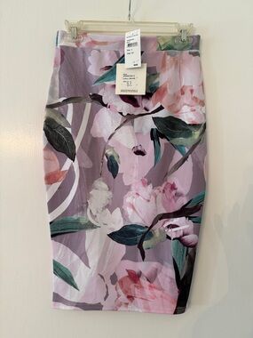 Nordstrom Misguided Lavender Floral Pencil Skirt with Pink and Green Accents 6